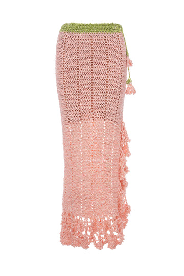 andreeva women's pink crochet skirt
