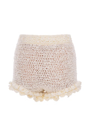 andreeva women's white crochet shorts