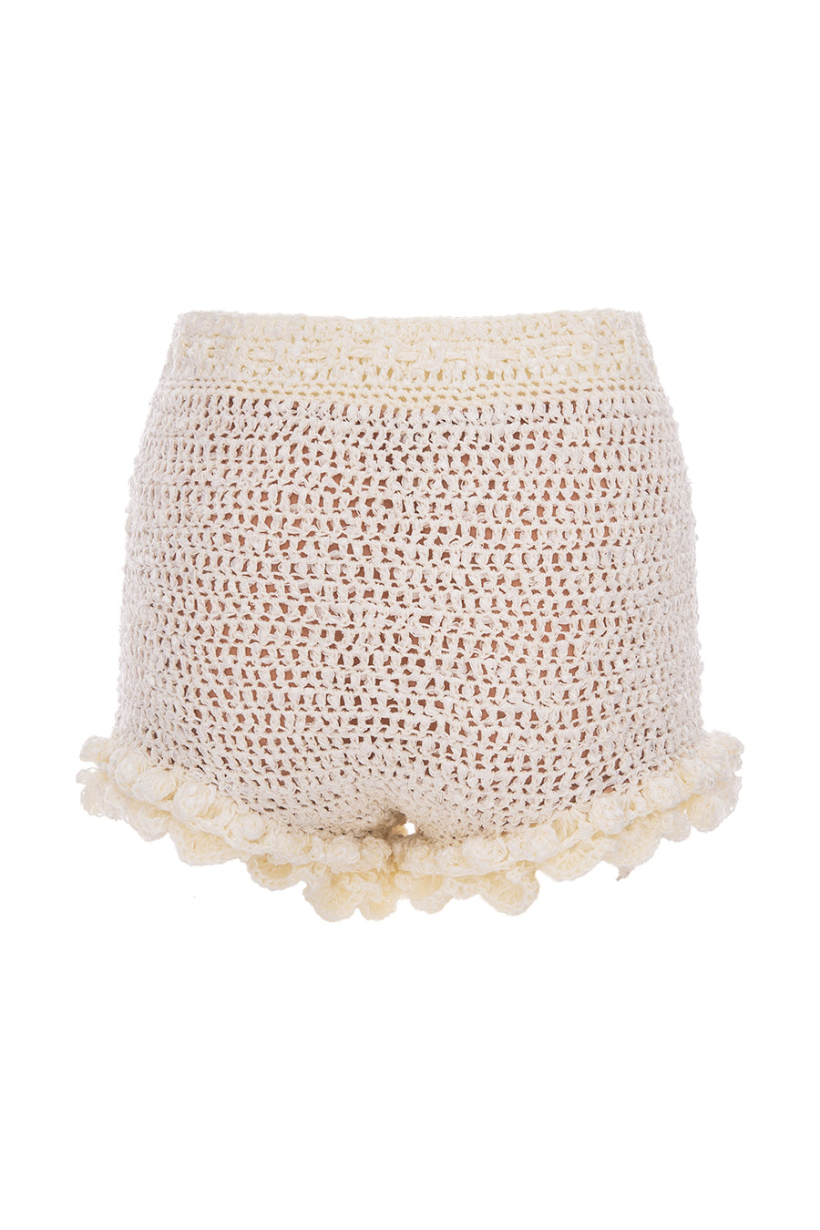 andreeva women's white crochet shorts
