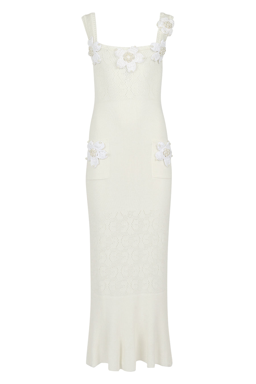 andreeva white knit dress with embroidery 