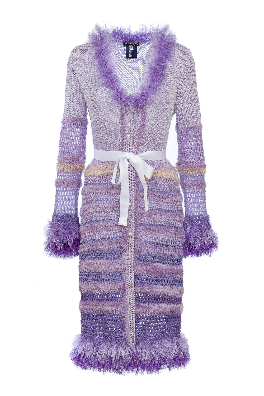 andreeva purple handmade knit cardigan dress