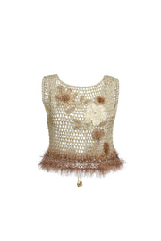 andreeva gold crochet top