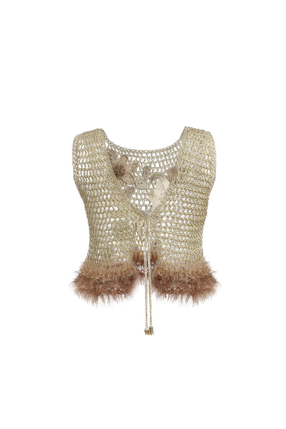 gold crochet top