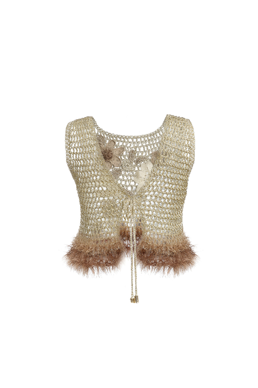 andreeva gold crochet top