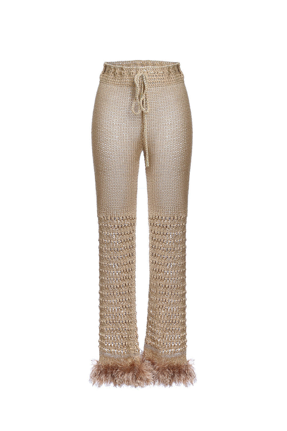 andreeva brown handmade knit pants