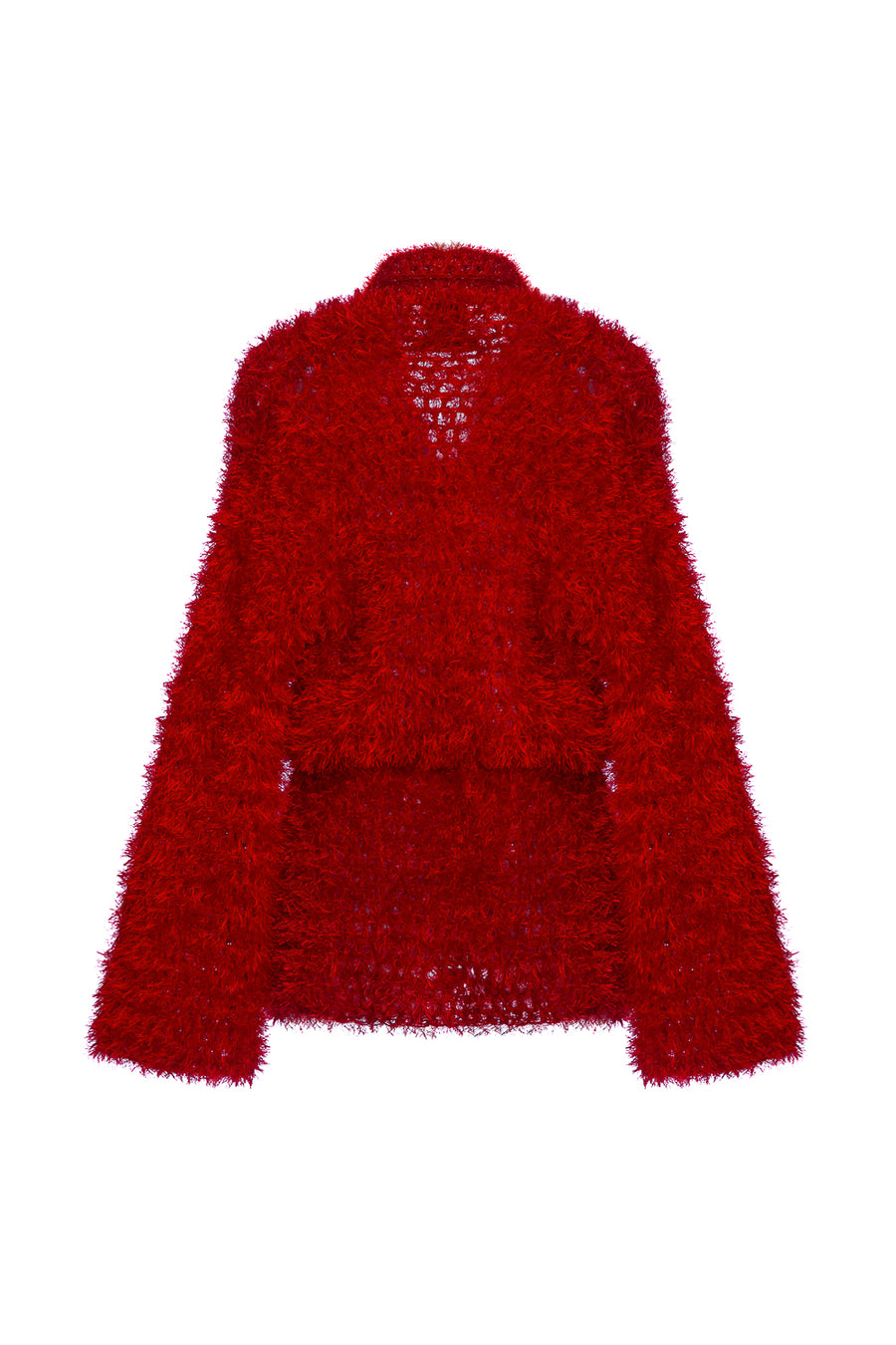 andreeva red handmade knit cardigan