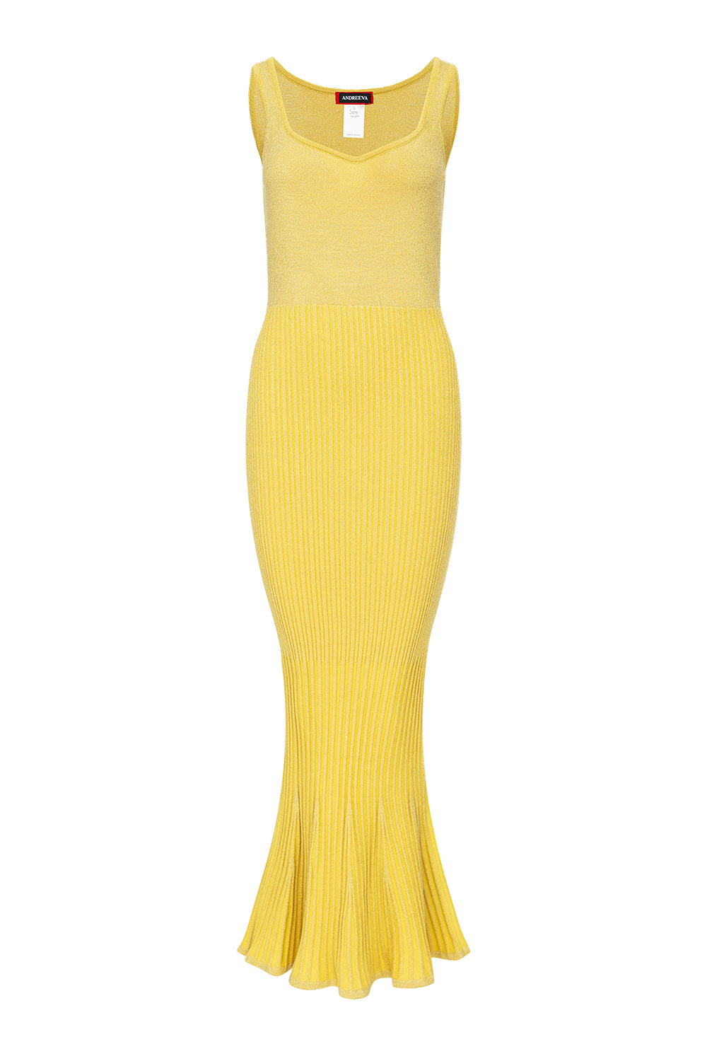 andreeva womens yellow knit midi dress