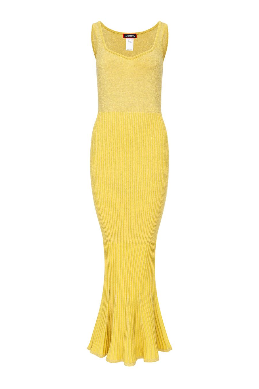 andreeva womens yellow knit midi dress