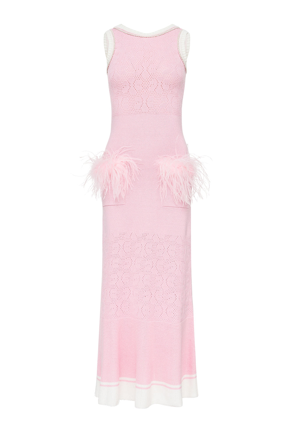 andreeva womens pink knit dress with feathers