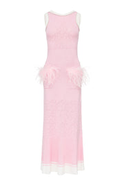 andreeva womens pink knit dress with feathers