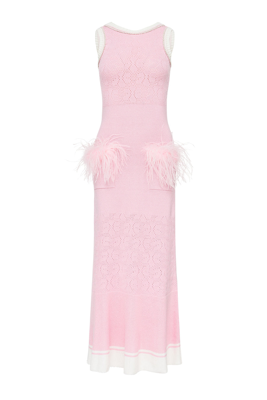 andreeva womens pink knit dress with feathers