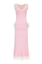 andreeva womens pink knit dress with feathers
