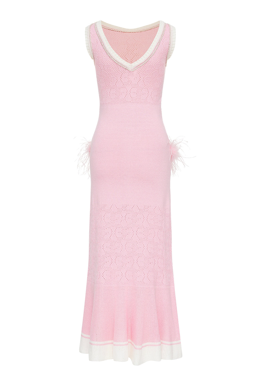 andreeva womens pink knit dress with feathers