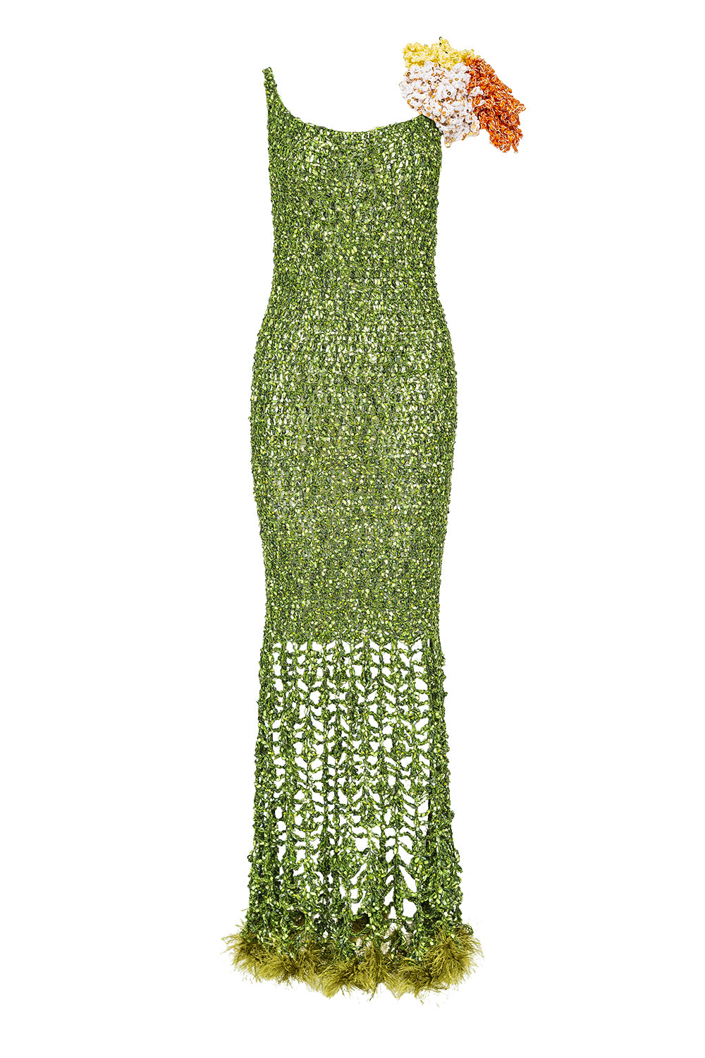 andreeva women's green maxi crochet dress