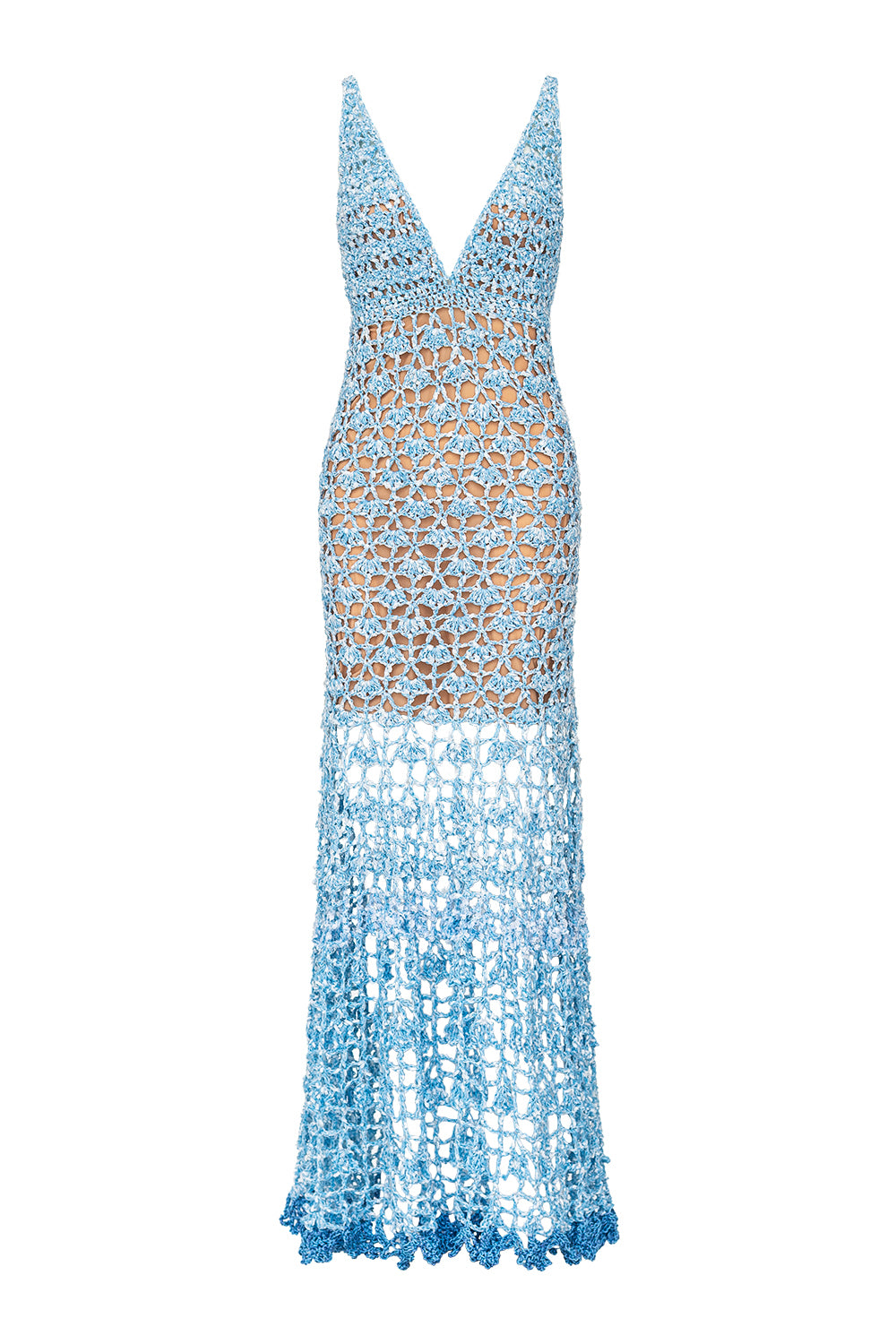 andreeva maxi blue crochet dress