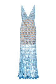 andreeva maxi blue crochet dress