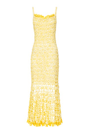 andreeva womens butter yellow crochet dress