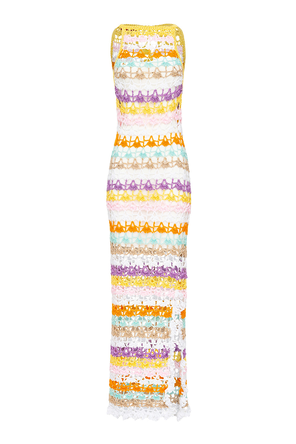 andreeva women's multicolor maxi crochet  dress