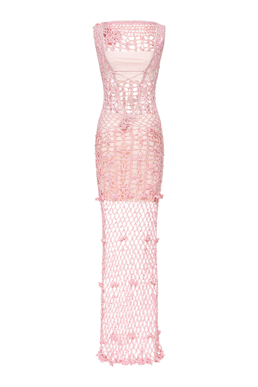 womens women's pink crochet dress