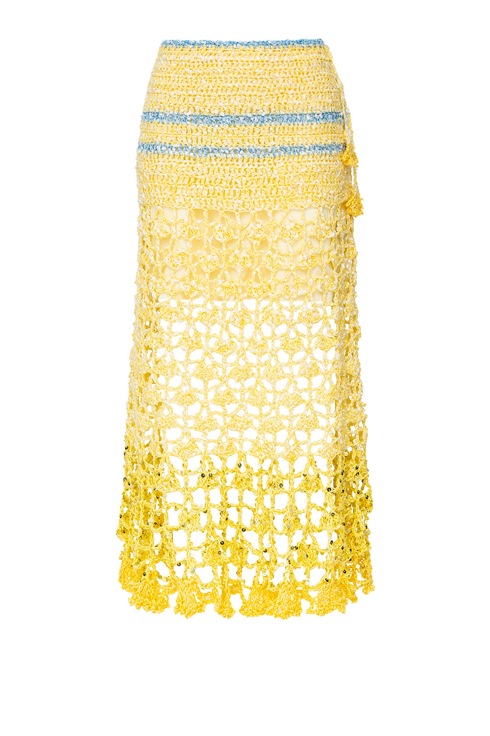 andreeva womens butter yellow crochet midi skirt