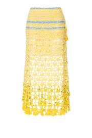 andreeva womens butter yellow crochet midi skirt