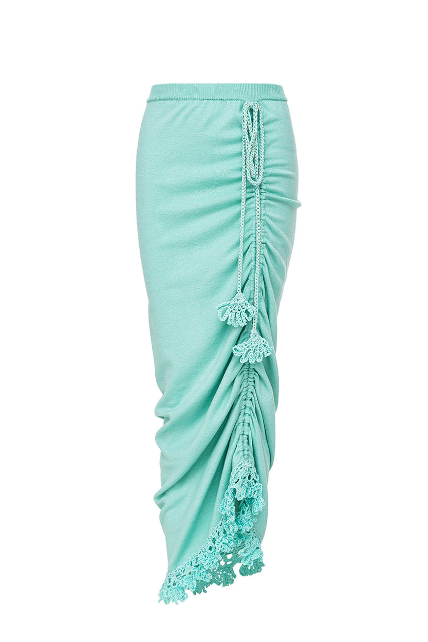 andreeva womens mint knit skirt with embroidery