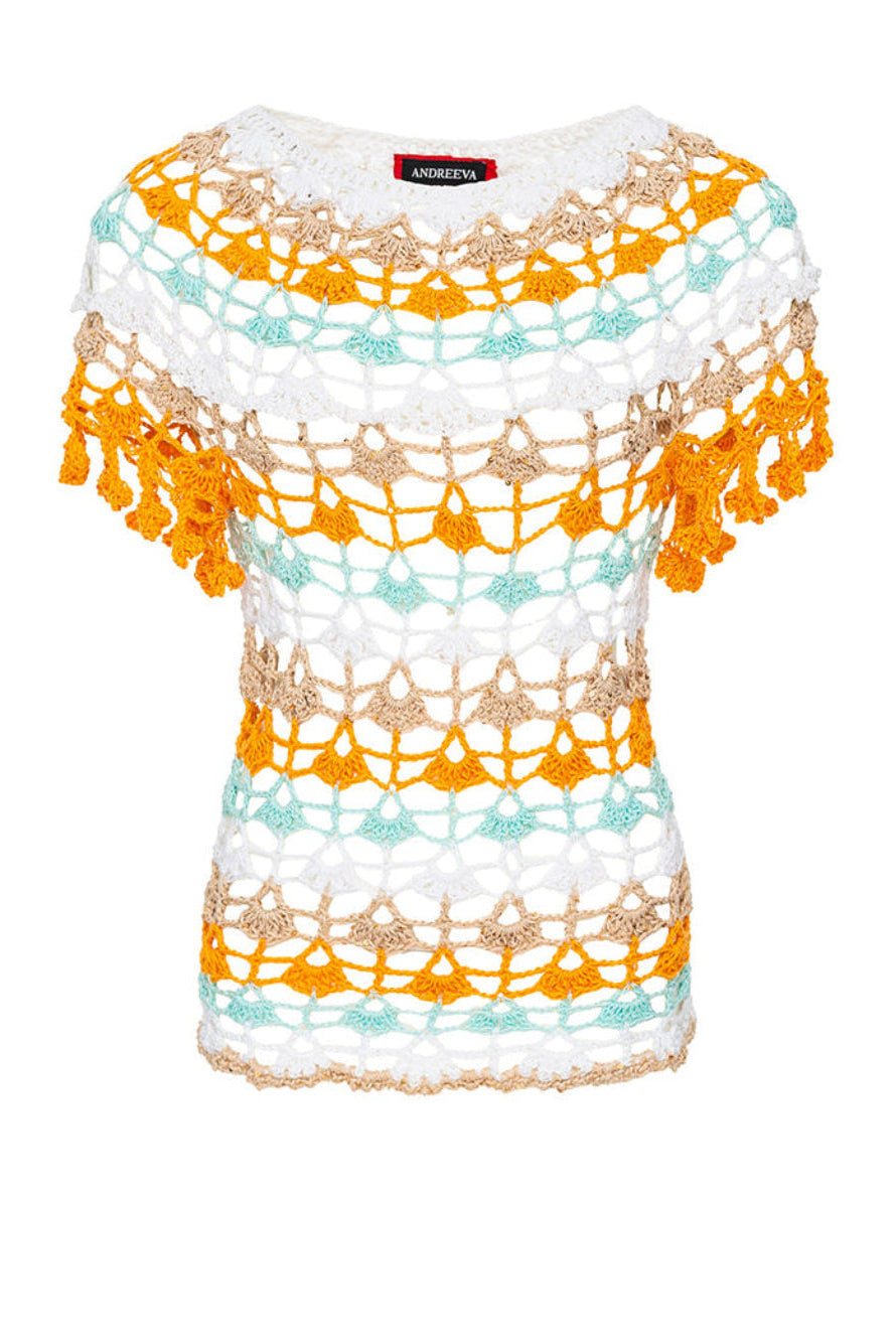 andreeva womens multicolor handmade crochet top