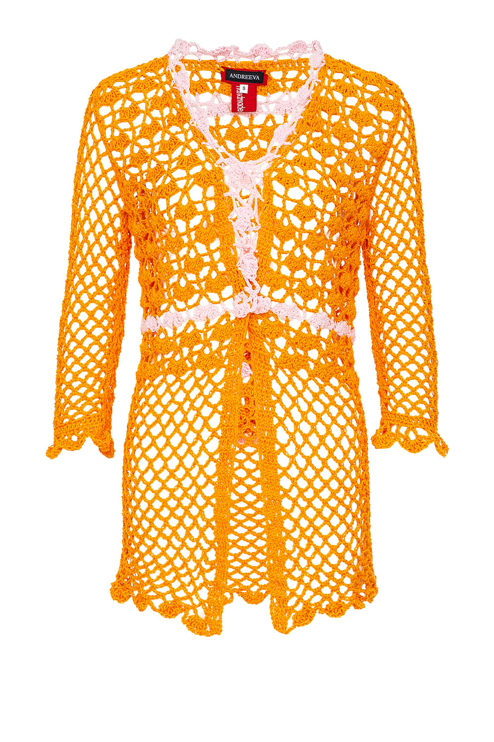 andreeva womens orange crochet shirt