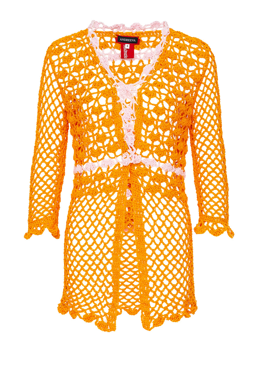 andreeva womens orange crochet shirt