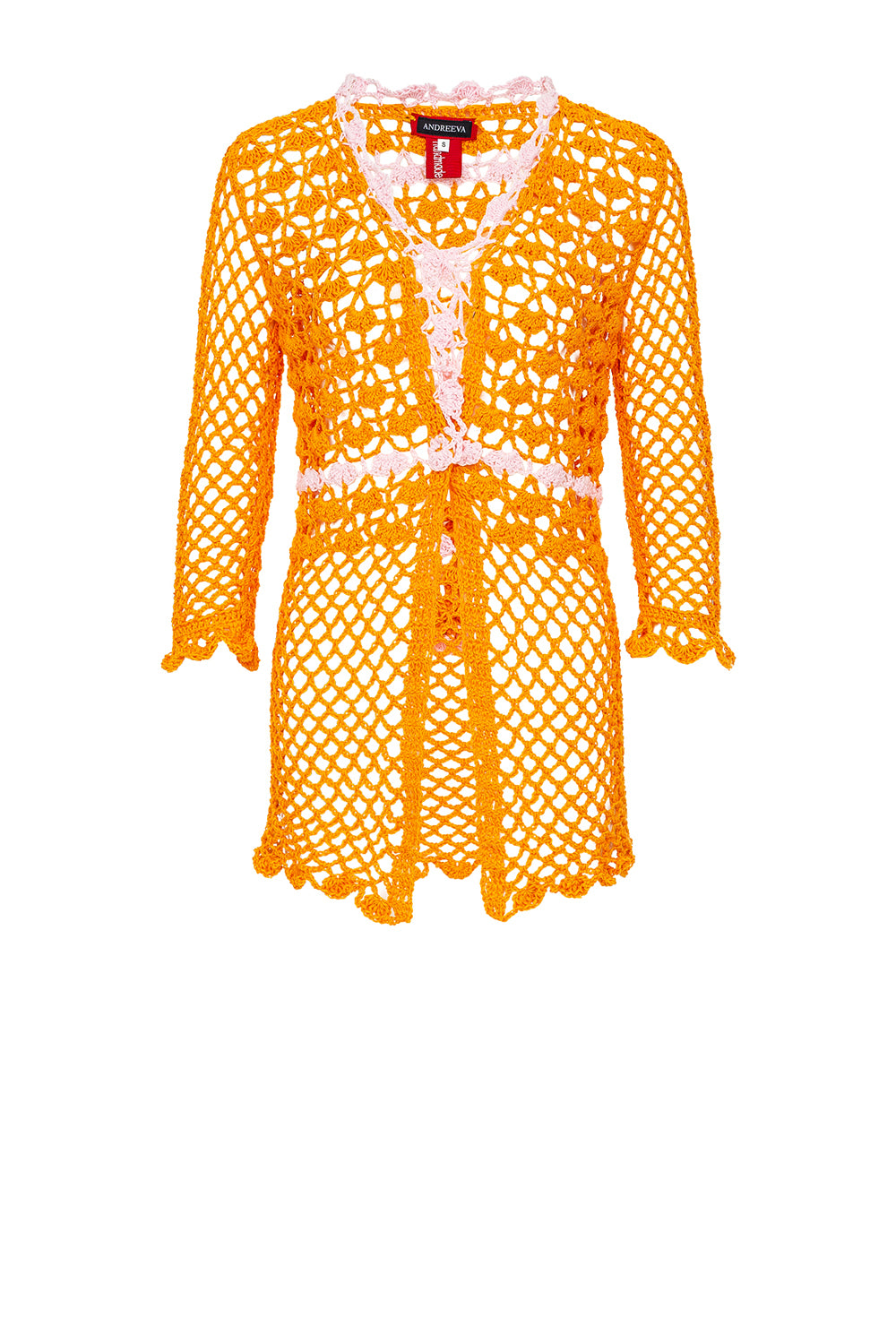 ANDREEVA womens orange crochet shirt