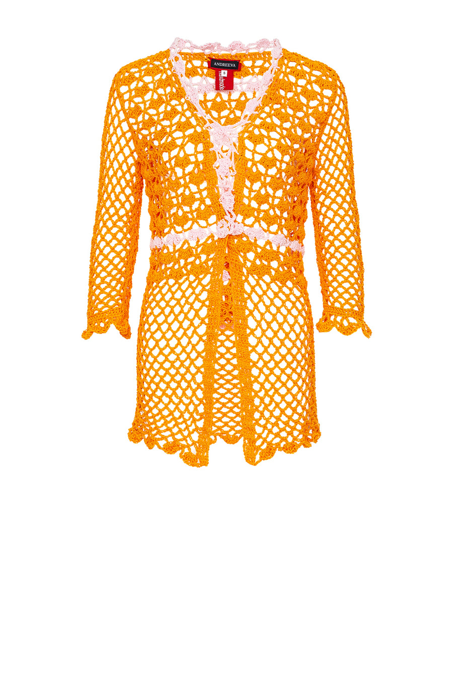 ANDREEVA womens orange crochet shirt