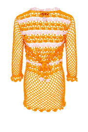 andreeva womens orange crochet shirt