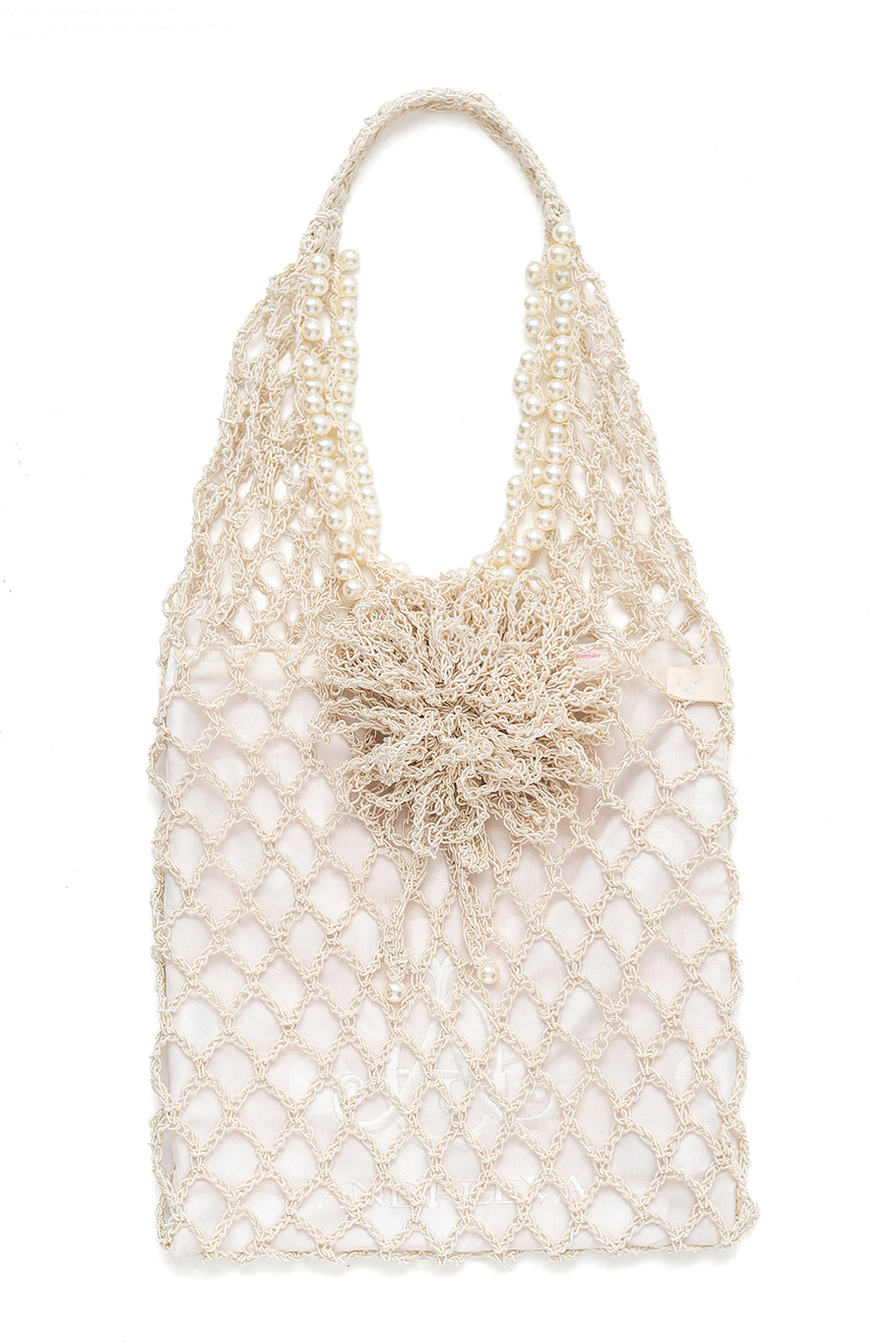 andreeva womens silver crochet tote bag