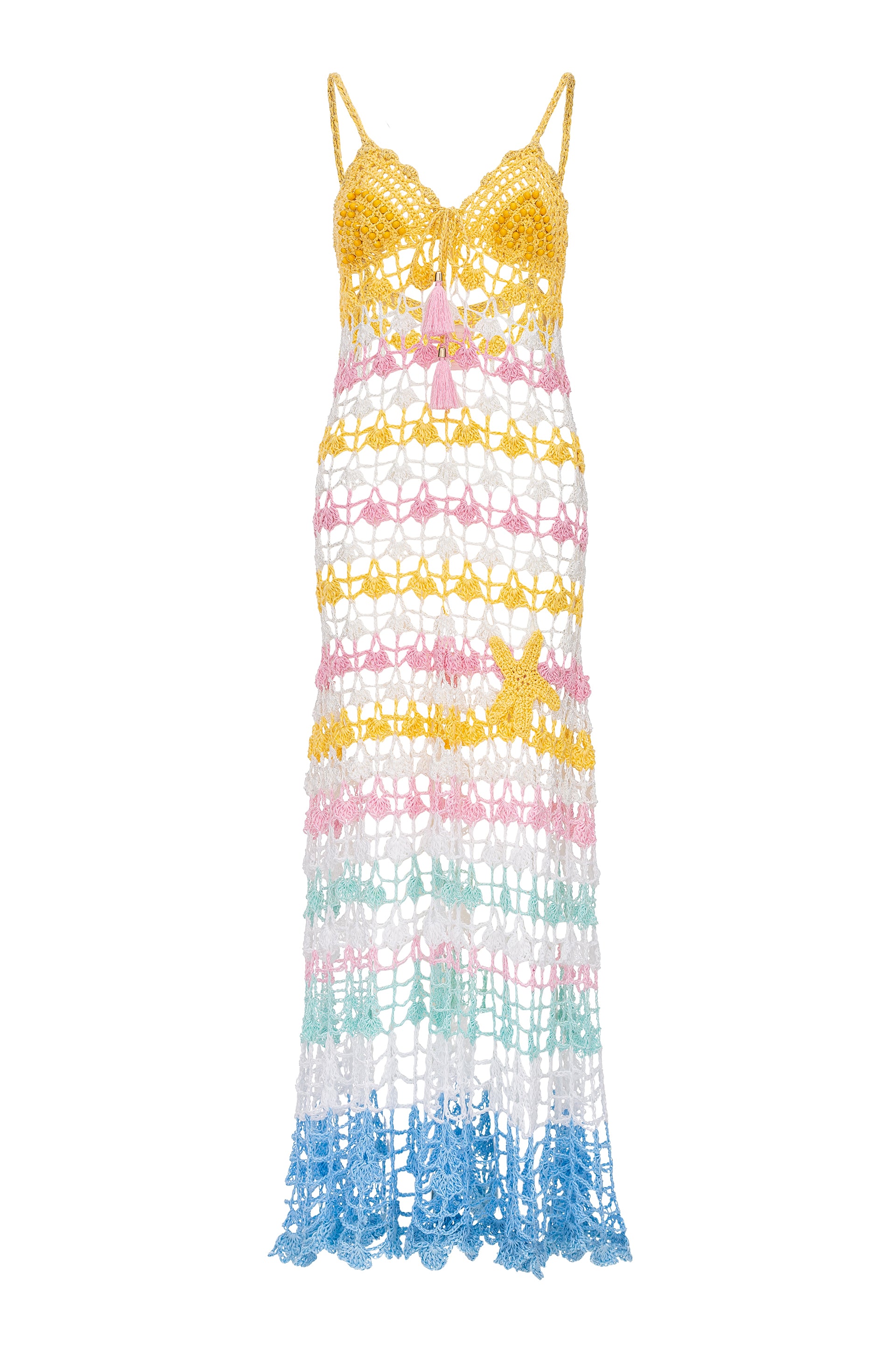 andreeva womens multicolor maxi crochet dress