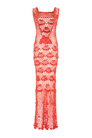 andreeva womens coral maxi crochet dress
