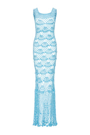 andreeva womens blue maxi crochet dress