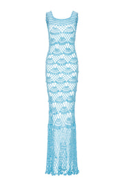 andreeva womens blue maxi crochet dress