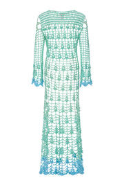 andreeva womens aqua blue crochet cover up