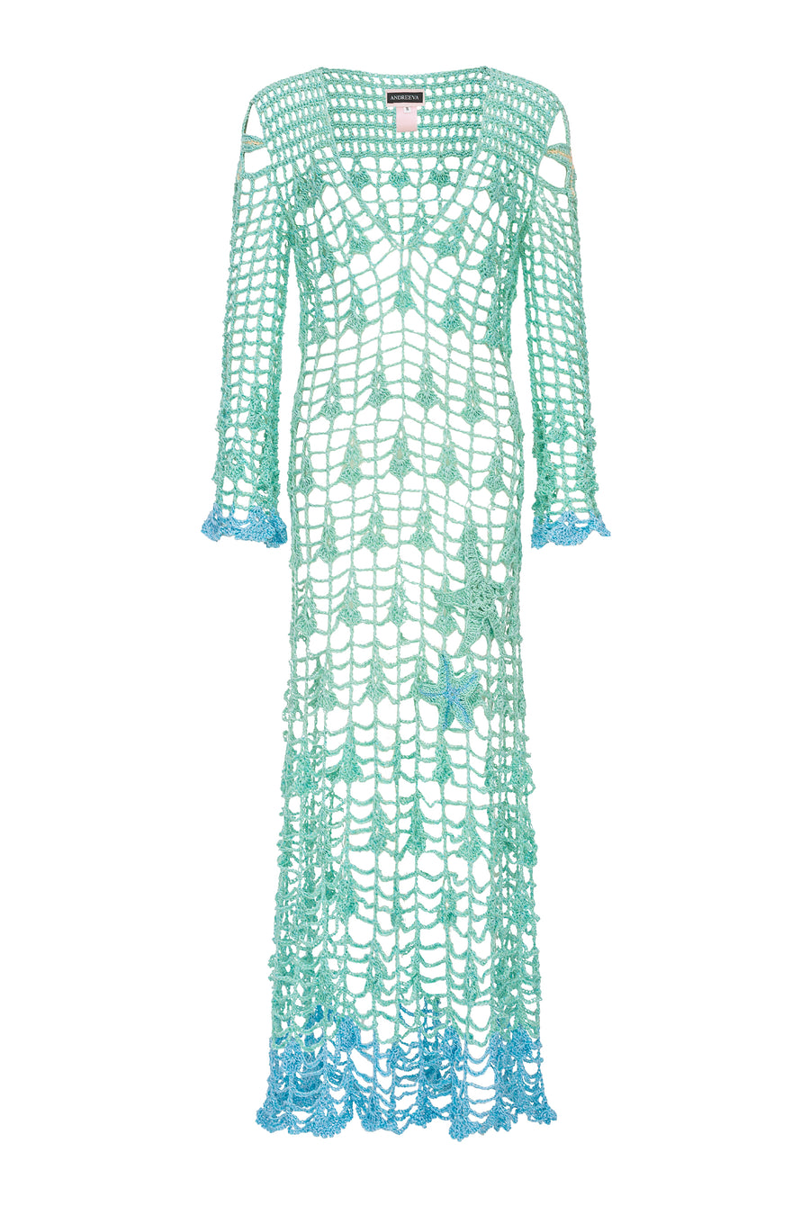 andreeva womens aqua blue crochet cover up