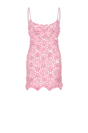 andreeva pink crochet mini dress