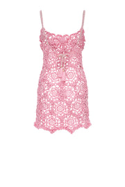 andreeva womens pink mini crochet dress