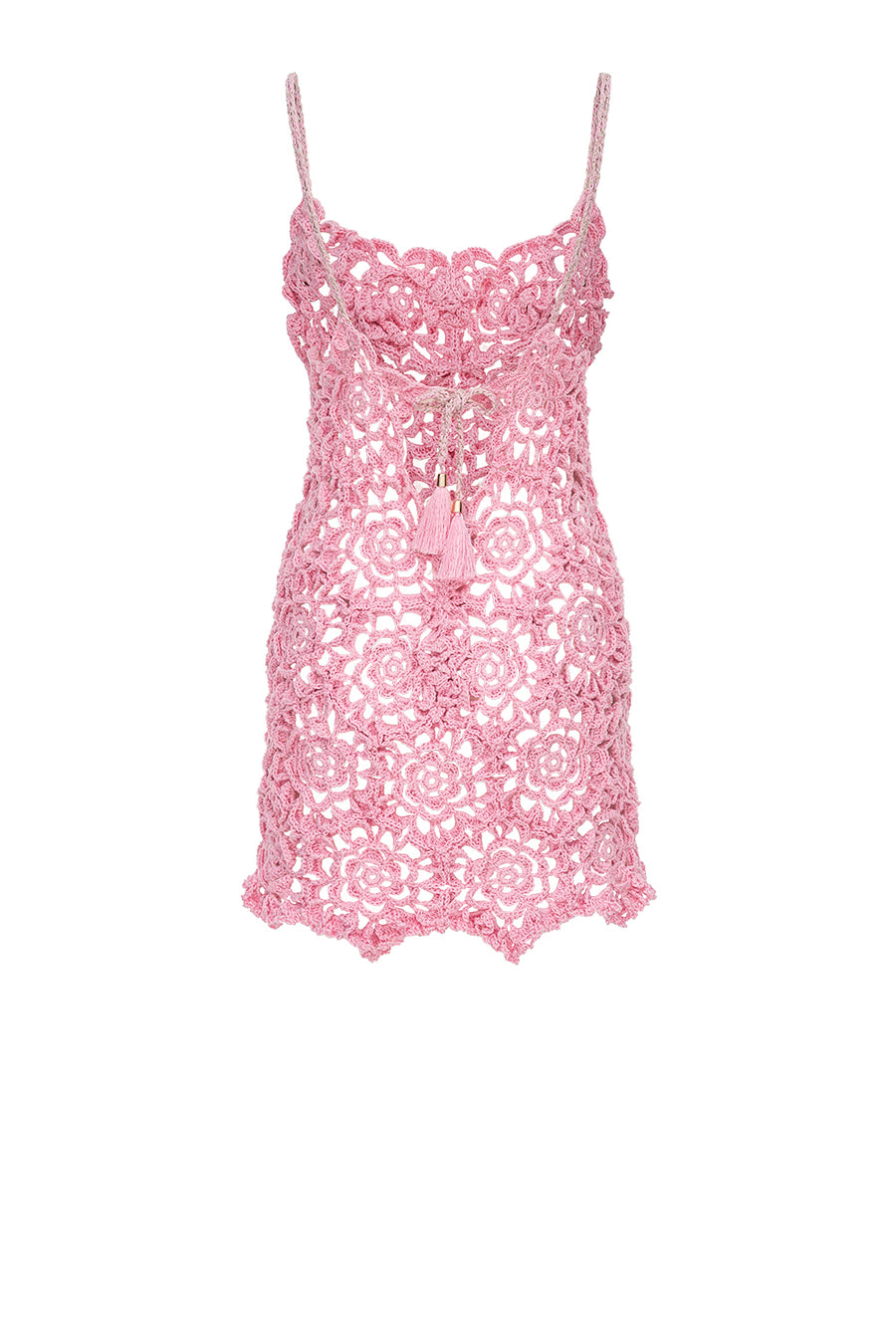 andreeva womens pink mini crochet dress