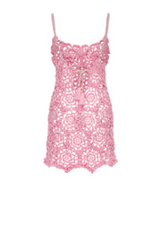 andreeva pink crochet mini dress