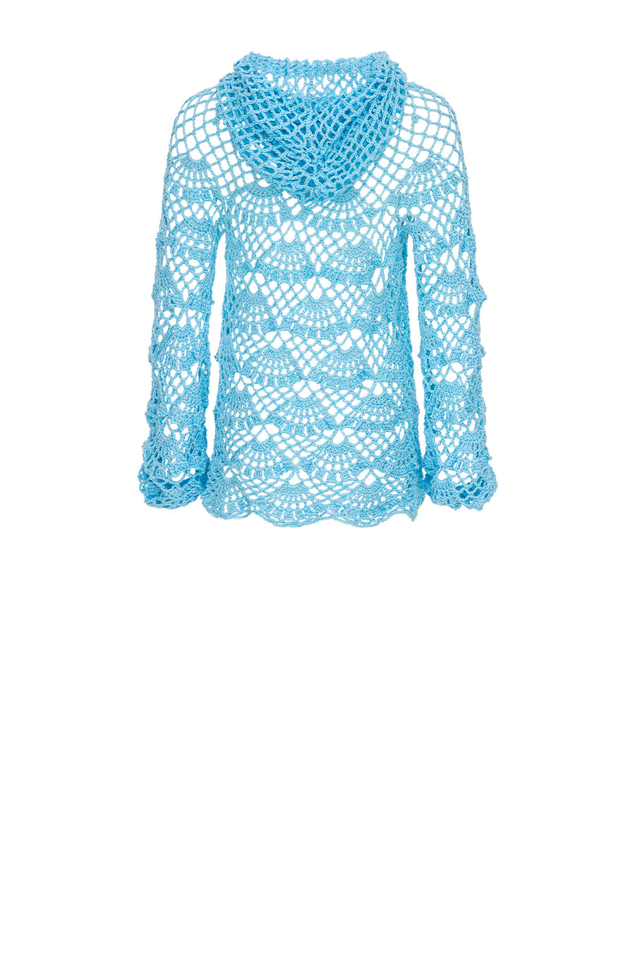 andreeva womens blue crochet hoodie