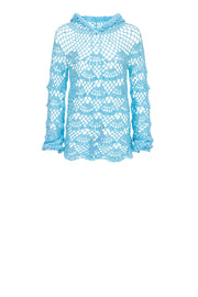 andreeva womens blue crochet hoodie