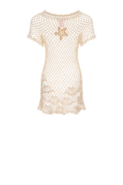 andreeva womens beige crochet top