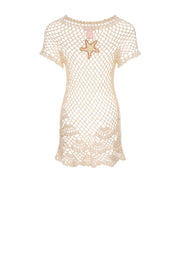 andreeva womens beige crochet top