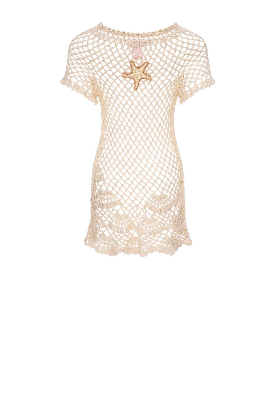 andreeva womens beige crochet top