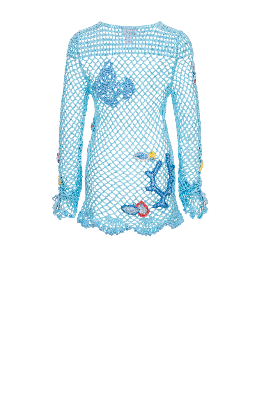 andreeva womens aqua blue crochet cover up