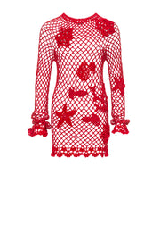 andreeva womens red crochet top cover up